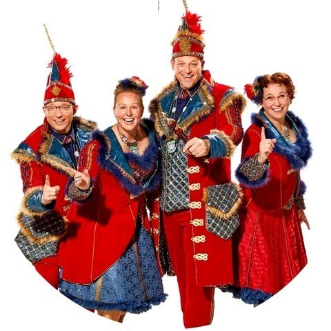 Prinsenpaar Muuzevangers 2023-2024; zijn leden van het Gilde St. Joris-St. Barbara; Prins Dave en Prinses Jolanda van der Palen, ze gaan voorop met carnaval Alaaf!